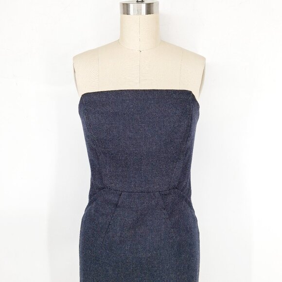 DSquared2 Charcoal Gray Wool Strapless Corset Dress Midi Tailored Fitted  46/M - Picture 3 of 16